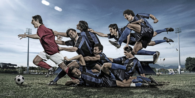 Jugadores de fútbol entrenando